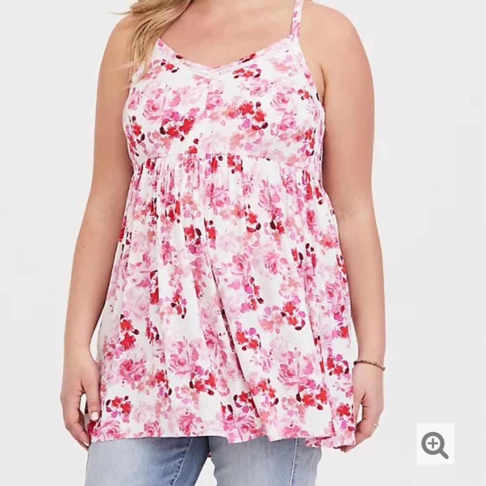 Torrid Challis Floral Smocked back babydoll tank